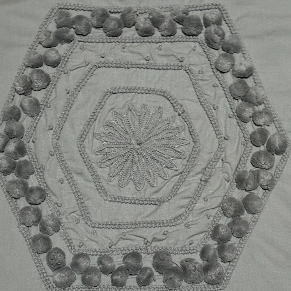 Pottery‎ Barn Pom Pom Pillow Cover 20x20 Gray Cotton Boho Farmhouse